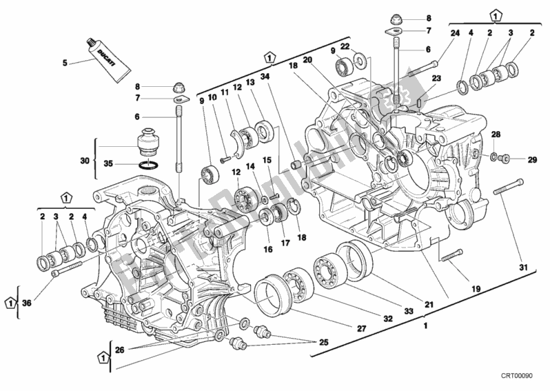 All parts for the Crankcase of the Ducati Sport ST4 S 996 2001